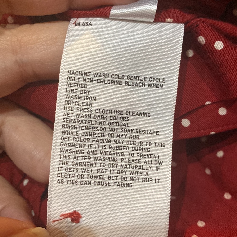 Uniqlo RED/White Polka Dots Long Sleeve Dress Buttons Down Belts attached Sz XS - Picture 15 of 16